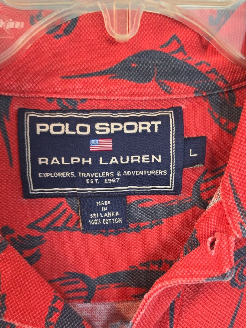 VTG Polo Sport Red Short-Sleeve Printed Polo - Picture 2 of 5
